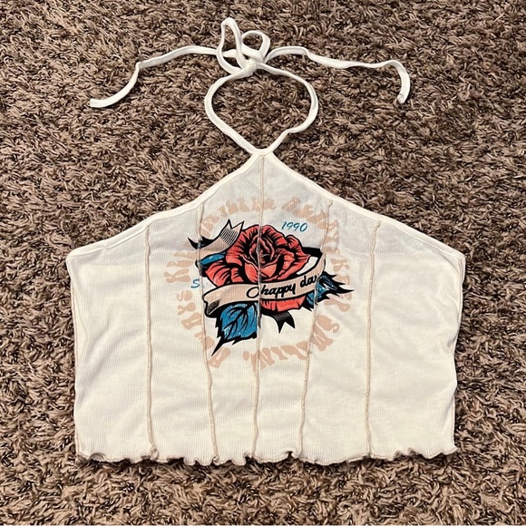 Ivory Cropped Halter Top - Picture 2 of 9